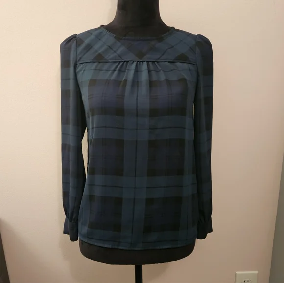 J. Crew Plaid Long-Sleeved Blouse - XS - Picture 3 of 11